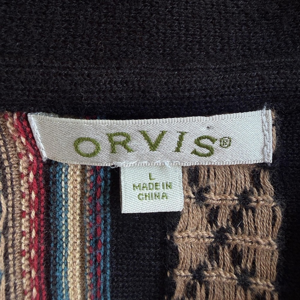 Orvis Cardigan Sweater Womens Large Multicolor Boho Striped Open Front Knit - Picture 4 of 8